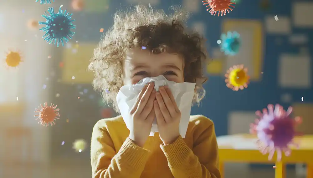 Person experiencing indoor allergy symptoms