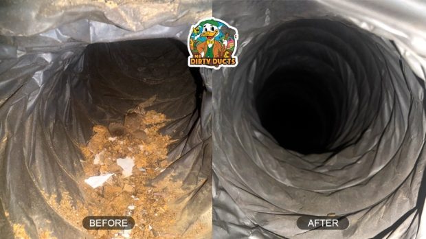 Before and after air duct cleaning